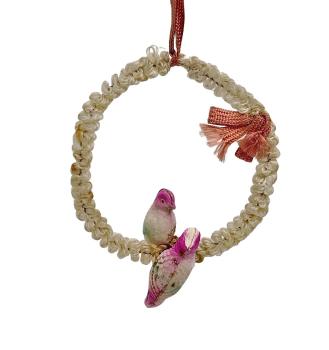 Antiker Christbaumschmuck, paar Vögel im Ring um 1920