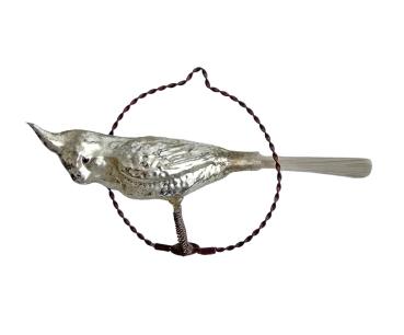 Antique Christmas tree decoration, Lauscha parakeet in a ring around 1910