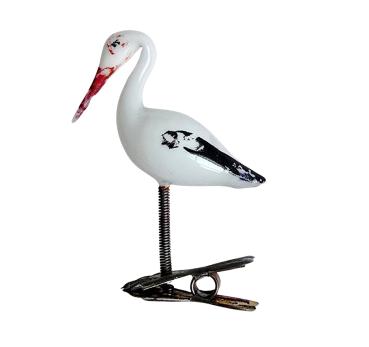 Storch aus Milchglas auf Zwicker um 1920