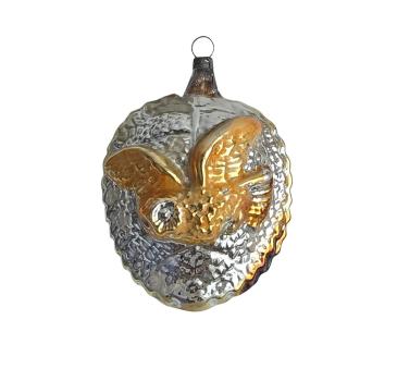 Antique kugel with owl, lauscha around 1920