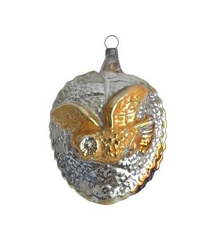Antique kugel with owl, lauscha around 1920