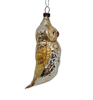 Antique christmas glass ornament, owl, lauscha around 1910