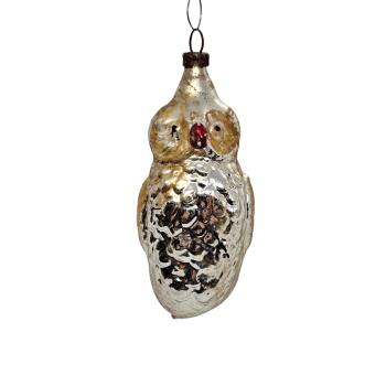 Antique christmas glass ornament, owl, lauscha around 1910