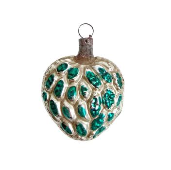 Antiker Christbaumschmuck, herzförmige Lauscha Kugel um 1930