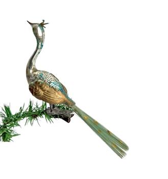 Antique Peacock / Bird on clip, Lauscha around 1920