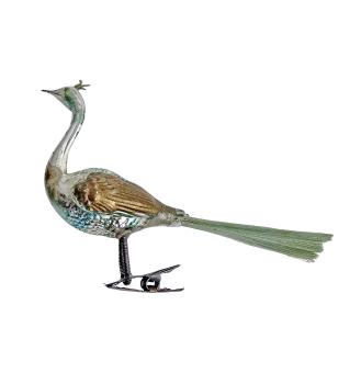 Antique Peacock / Bird on clip, Lauscha around 1920