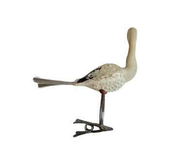 Antique Christmas tree ornament, stork on clip around 1920
