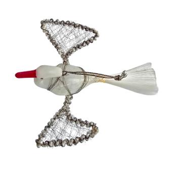 Antique Christmas tree ornament, swan with wire wings around 1920
