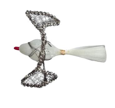 Antique Christmas tree ornament, swan with wire wings around 1920