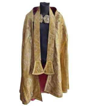 Golden cope - choir robe, chasuble, vespers robe, pluvial, vestments, dated 1897