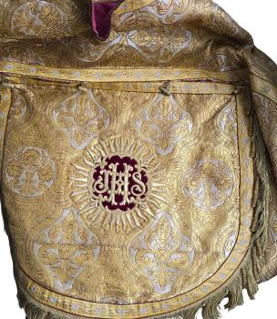 Golden cope - choir robe, chasuble, vespers robe, pluvial, vestments, dated 1897
