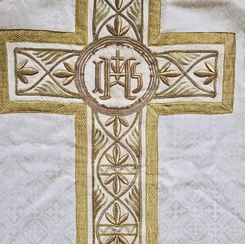 Antique white chasuble, vestment, Ornat, around 1900