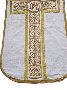 Antike weiße Kasel, Ornat, Messgewand, Vestment, Pluviale um 1900