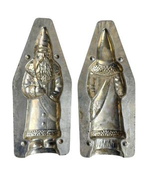 Preview: Antike Schokoladenform aus Metall, Nikolaus / Santa