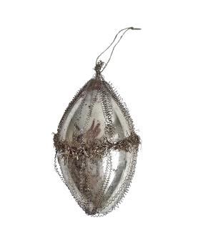 Antiker Christbaumschmuck, Lauscha Kugel mit leonischen Drähten um 1910