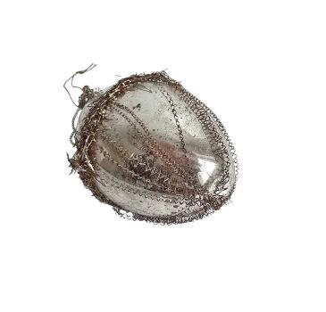 Antiker Christbaumschmuck, Lauscha Kugel mit leonischen Drähten um 1910