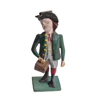 Antike Grulicher Krippenfigur / Gabenbringer mit Korb um 1900 (7 cm)