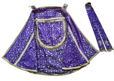 Lila Rauchmantel - Chormantel, Messgewand, Vespermantel, Pluviale, Ornat, um 1900