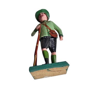 Preview: Antike Grulicher Krippenfigur / Jäger um 1900 (7 cm)