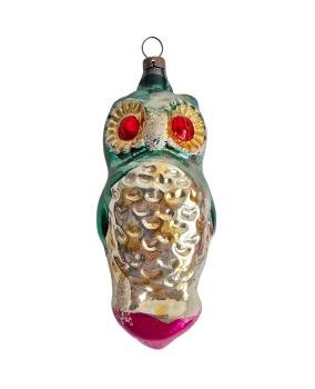 Antiker Christbaumschmuck, Eule, 50er Jahre