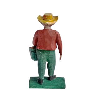 Preview: Antike Grulicher Krippenfigur / Gabenbringer mit Korb um 1900 (7 cm)