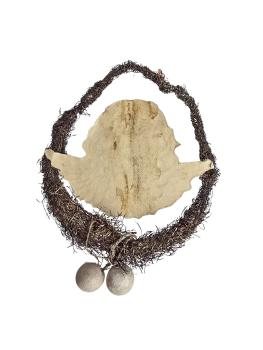 Preview: Antiker Christbaumschmuck, Tinselornament mit Engel Oblate um 1920