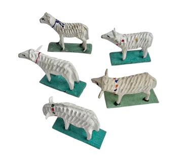 5 antike Grulicher Schafe, um 1920