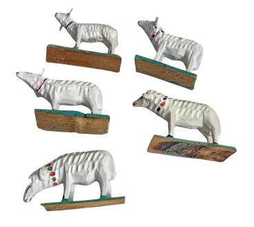 Preview: 5 antike Grulicher Schafe, um 1920