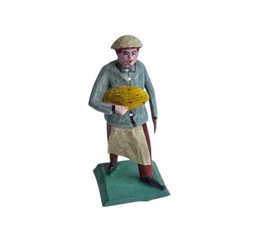 Antike Grulicher Krippenfigur Gabenbringer / Bäcker um 1900 (7 cm)