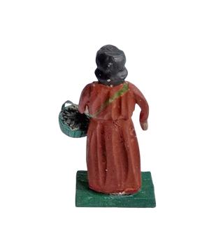 Preview: Antike Grulicher Krippenfigur / Gabenbringer mit Korb um 1900 (7 cm)