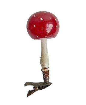 Antique mushroom / fly agaric on clip, lauscha around 1920