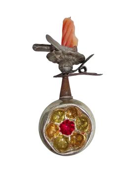 Candle Holder with intend kugel, around 1920