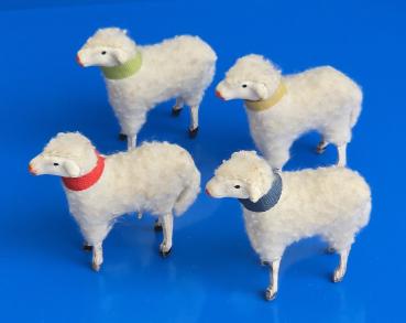 4 German putz wooly sheep, around 1930