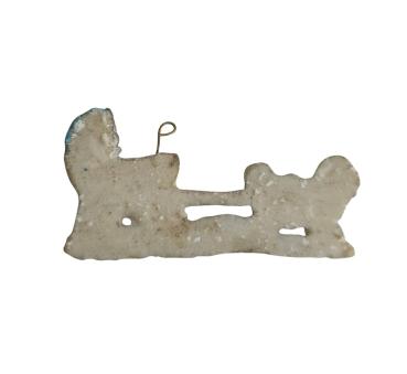 Preview: Hund mit Kinderwagen aus Tragant, um 1880