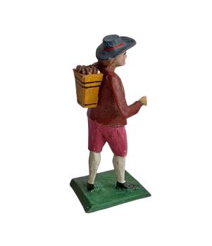 Preview: Antique grulich crib figurine, Gift bringer with pannier, around 1900 (10 cm)