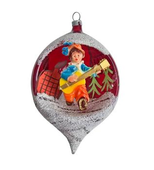 Indent diorama ball with guitar player, around 1950