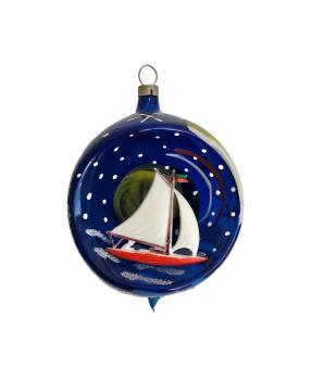 Preview: Indent diorama ball with sailing boat around 1950