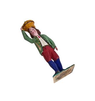 Preview: Antike Grulicher Krippenfigur / Gabenbringer mit Früchten um 1900  (10 cm)