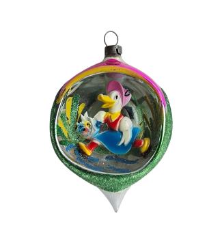 Preview: Diorama Kugel, Ente mit Blumen um 1950