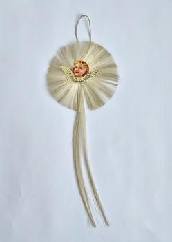 Ornament aus Glasseide mit Engel Oblate um 1920