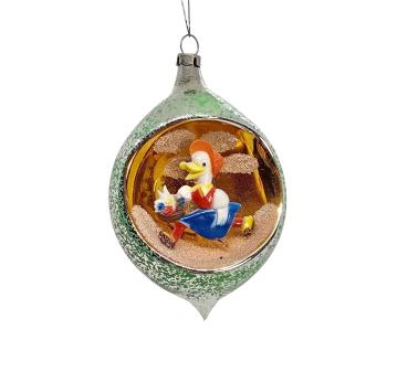 Diorama Kugel, Ente mit Blumen um 1950