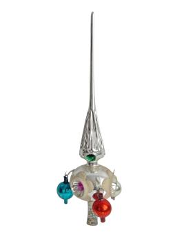 Antique Christmas tree topper with colorful baubles