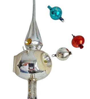 Preview: Antique Christmas tree topper with colorful baubles