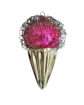 Antiker Christbaumschmuck, Kugel mit leonischen Drähten um 1930