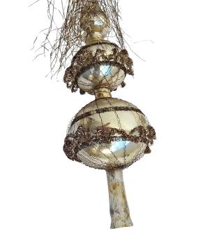 Preview: Christbaumspitze mit leonischen Drähten und Tinsel um 1930