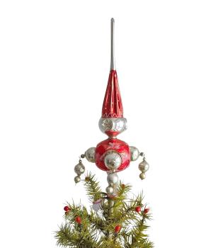 Vintage Christmas tree topper with silver baubles