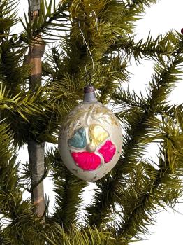 Lauscha kugel with flower around 1920