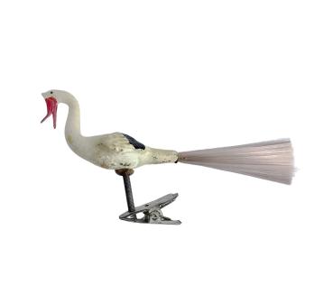 Glasornament, Storch / Vogel auf Zwicker, um 1930