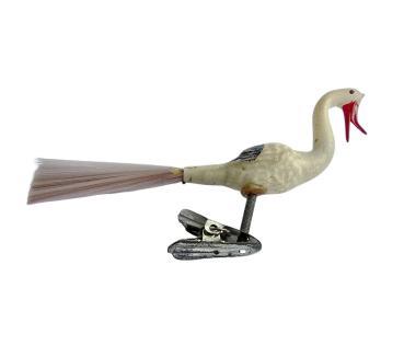 Preview: Glasornament, Storch / Vogel auf Zwicker, um 1930