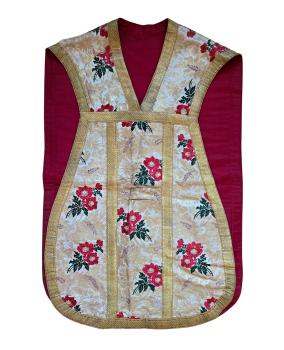 Preview: Antike weiße Kasel, Ornat, Messgewand, Vestment, Pluviale, 19. Jahrhundert